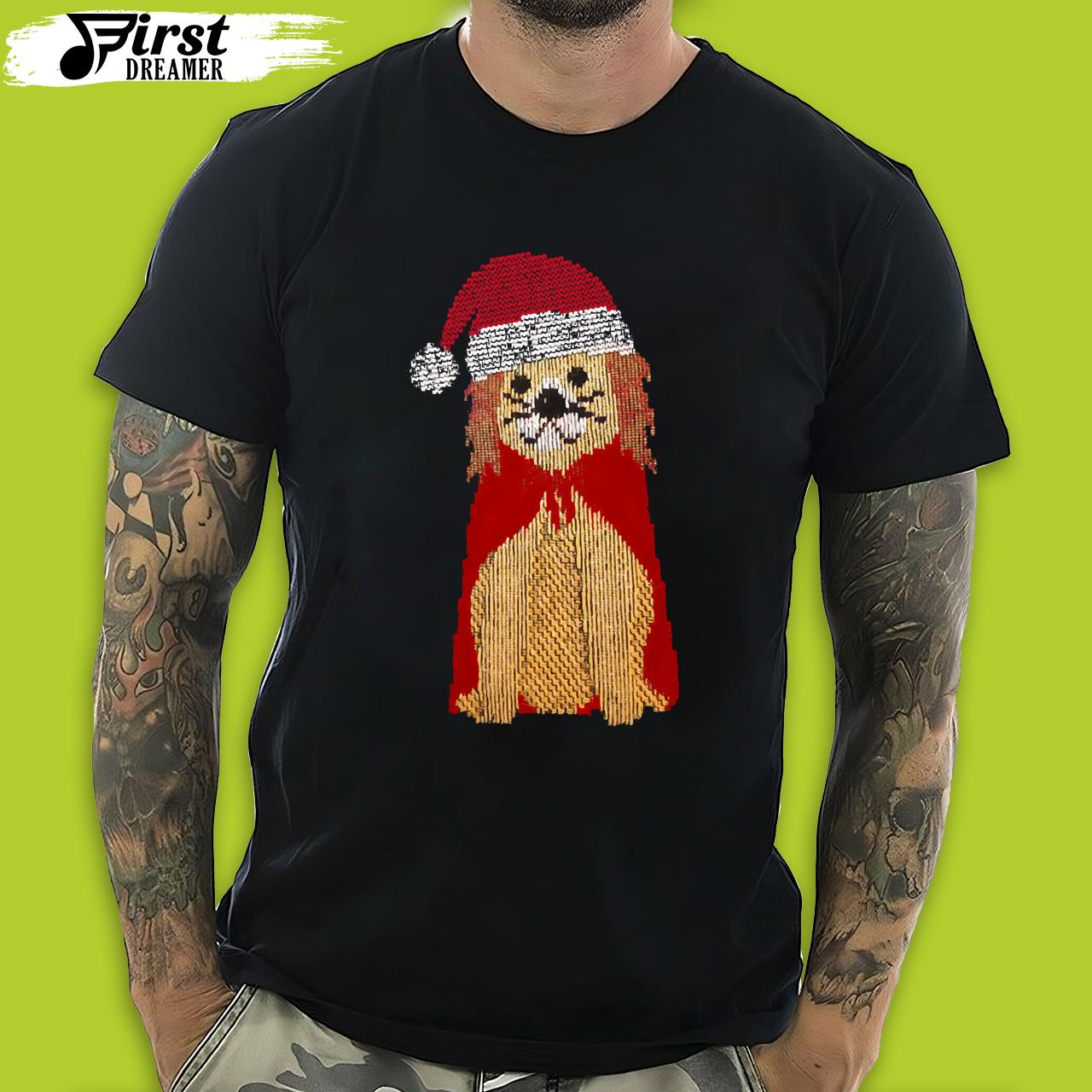 Cute Knitted Labrador Dog Santa Claus Costume Dog Christmas T-Shirt