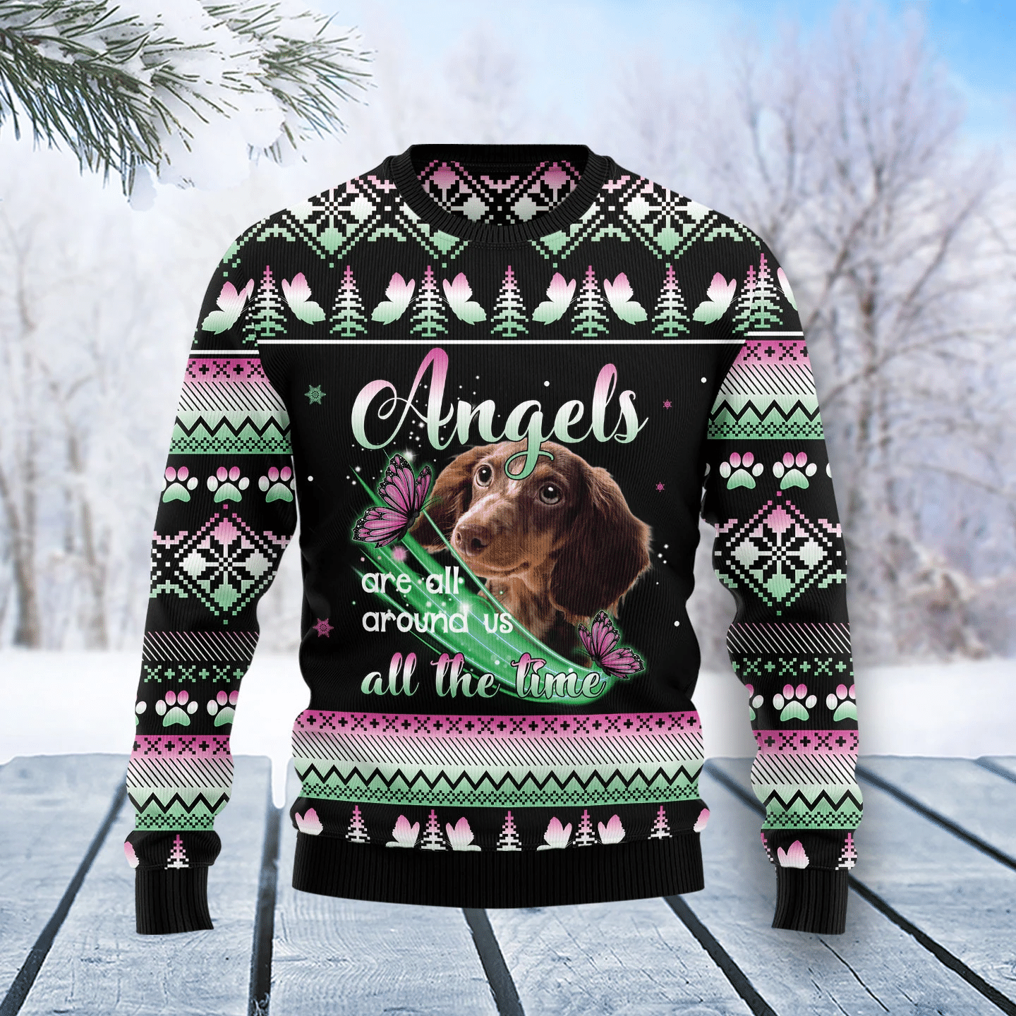 Dachshund Angel Christmas Ugly Christmas Sweater- Best Christmas Gifts 2023