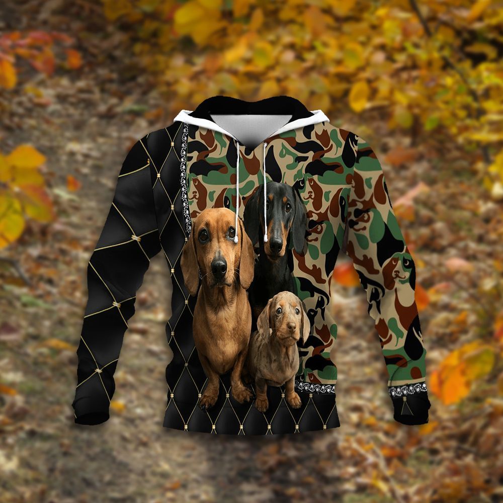 Dachshund Camo Form Thcn Ntlw Unisex 3D Hoodie