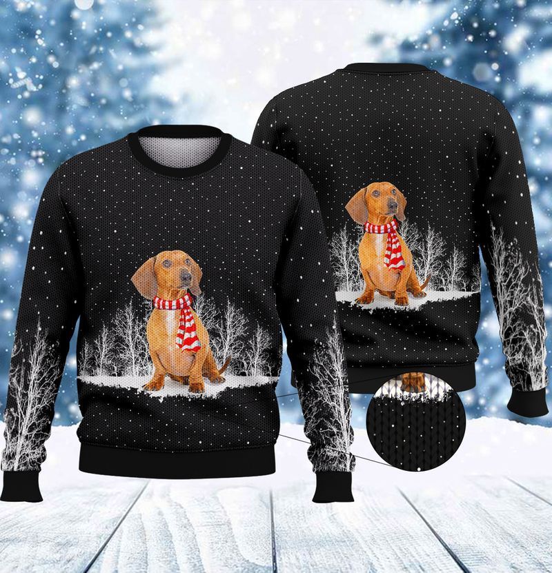 Dachshund In The Snow Ugly Christmas Sweater- Best Christmas Gifts 2023