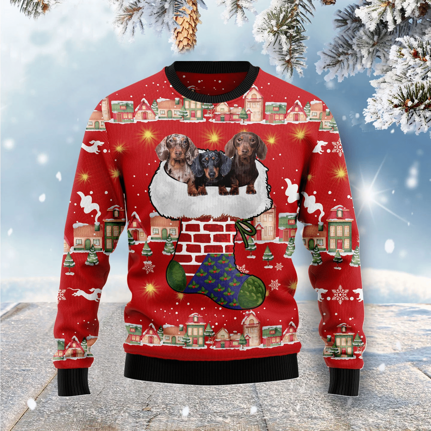 Dachshund Light Up Christmas Ugly Christmas Sweater- Best Christmas Gifts 2023