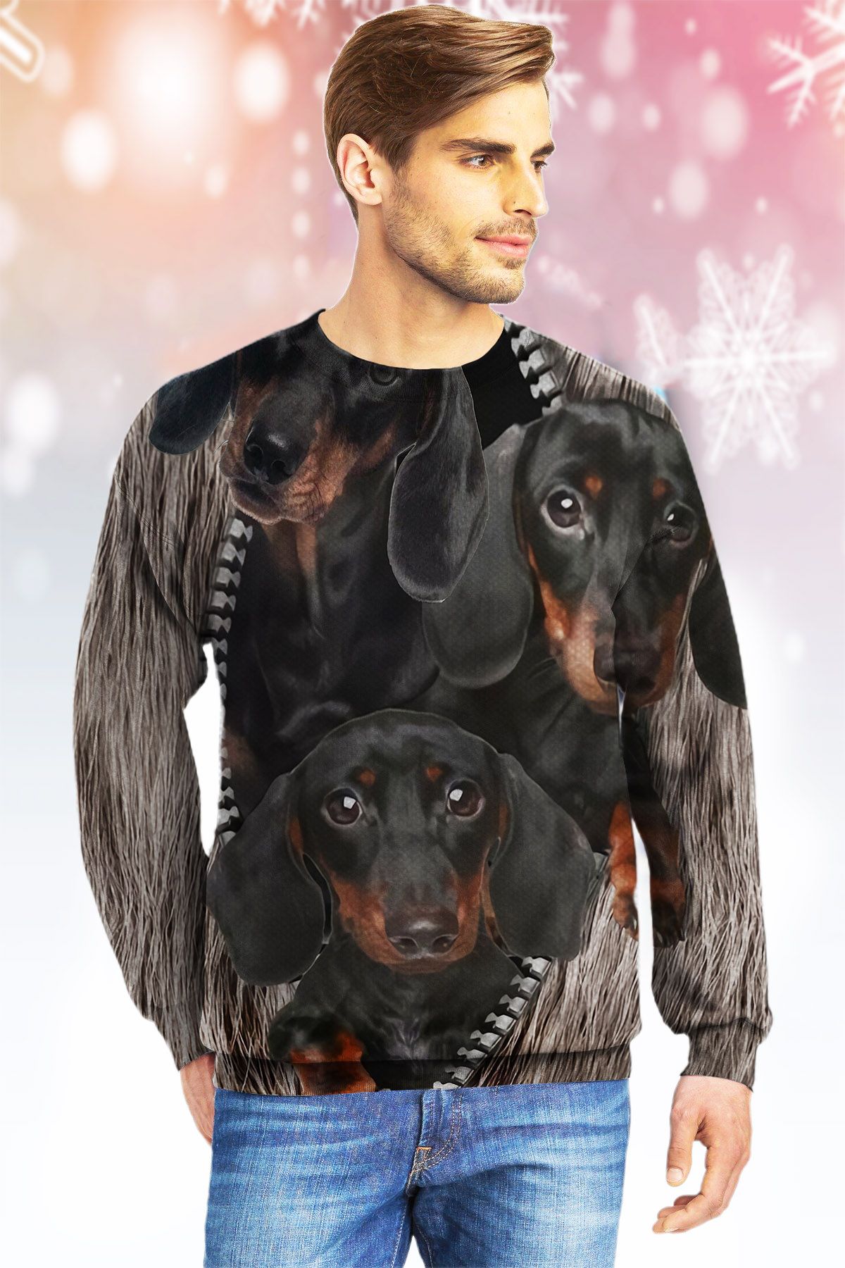 Dachshund Zipper Ugly Christmas Sweater- Best Christmas Gifts 2023