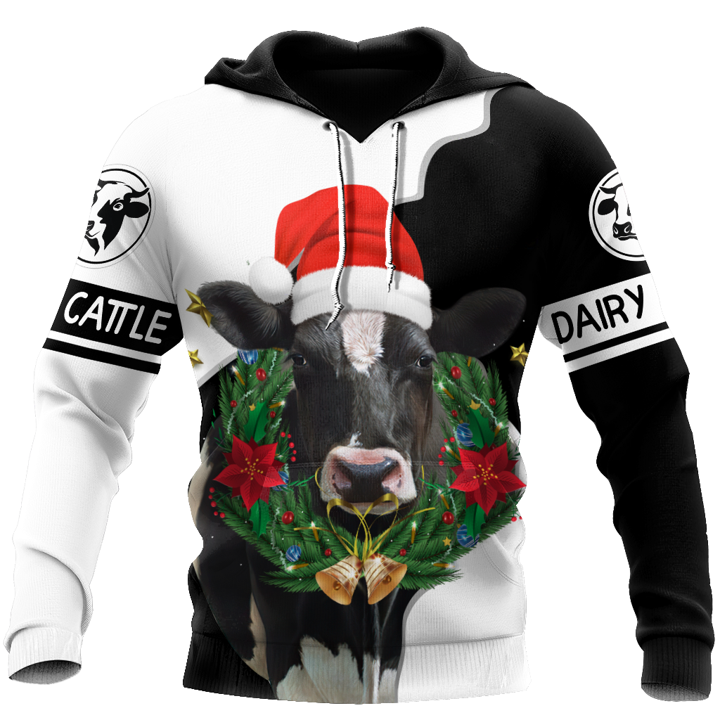 Dairy Cattle Mery Christmas 3D Hoodie