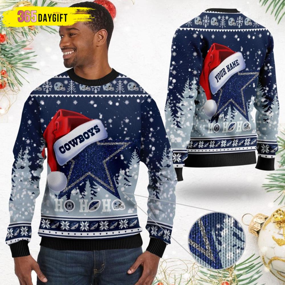 Dallas Cowboys Ho Ho Ho Custom Dallas Cowboys Ugly Christmas Sweater- Best Christmas Gifts 2023