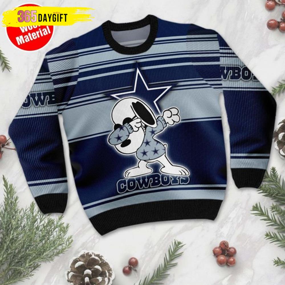 Dallas Cowboys Snoopy Dabbing 3d Ugly Christmas Dallas Cowboys Ugly Christmas Sweater- Best Christmas Gifts 2023