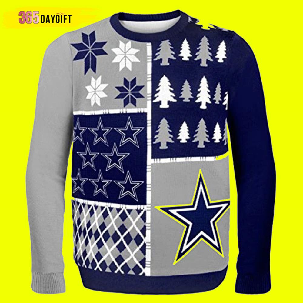 Dallas Cowboys Ugly Christmas Sweater Busy Block- Best Christmas Gifts 2023