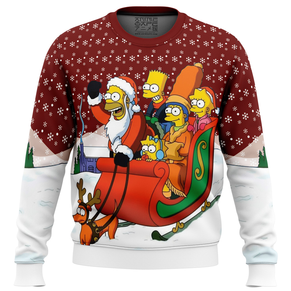 Dashing Through the Snow The Simpsons Ugly Christmas Sweater- Best Christmas Gifts 2023