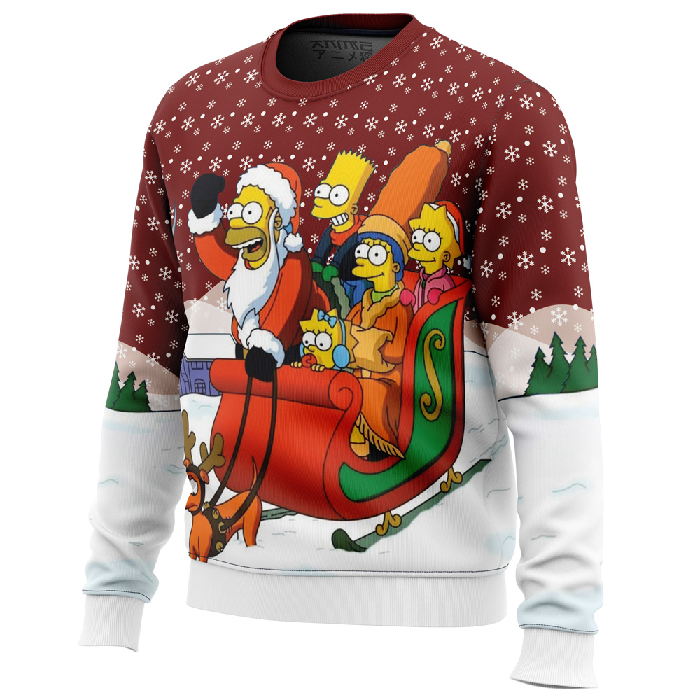 Dashing Through the Snow The Simpsons Ugly Christmas Sweater- Best Christmas Gifts 2023