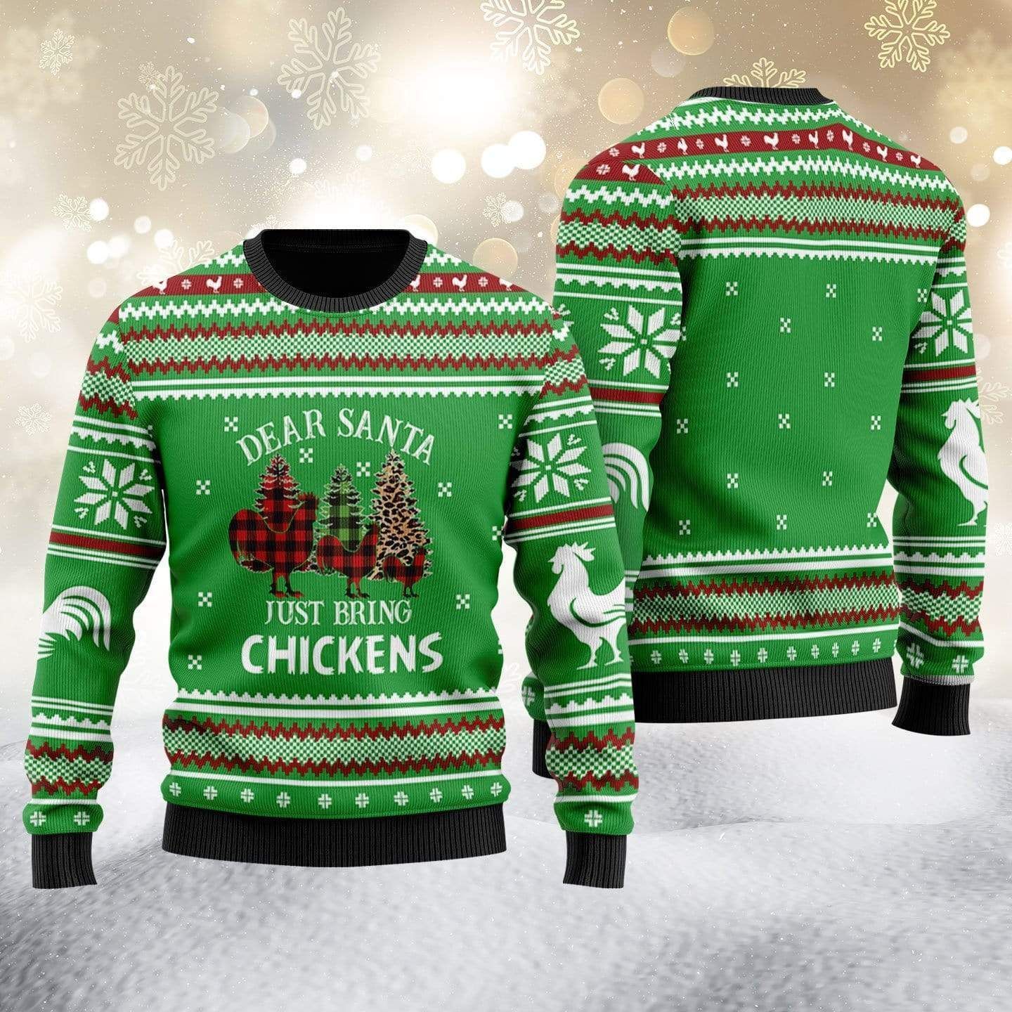 Dear Santa Just Bring Chicken Green Ugly Christmas Sweater – Best Christmas Gifts 2023