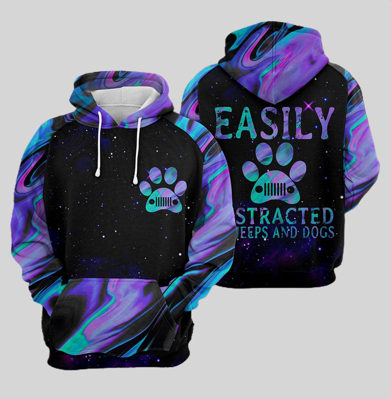 Dogs & Jeeps Purple Color Unisex 3D HoodieAll Over Print