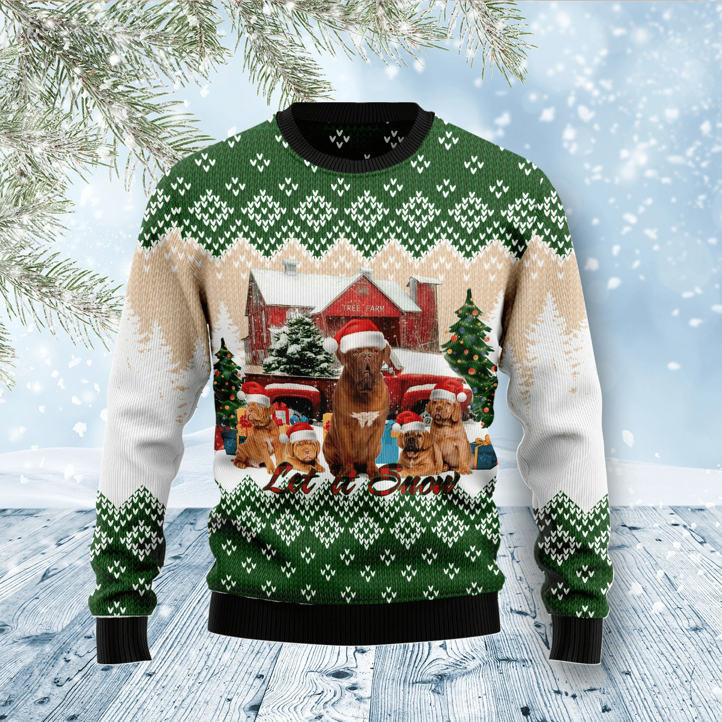 Doguede Bordeaux Let It Snow Christmas Ugly Christmas Sweater- Best Christmas Gifts 2023