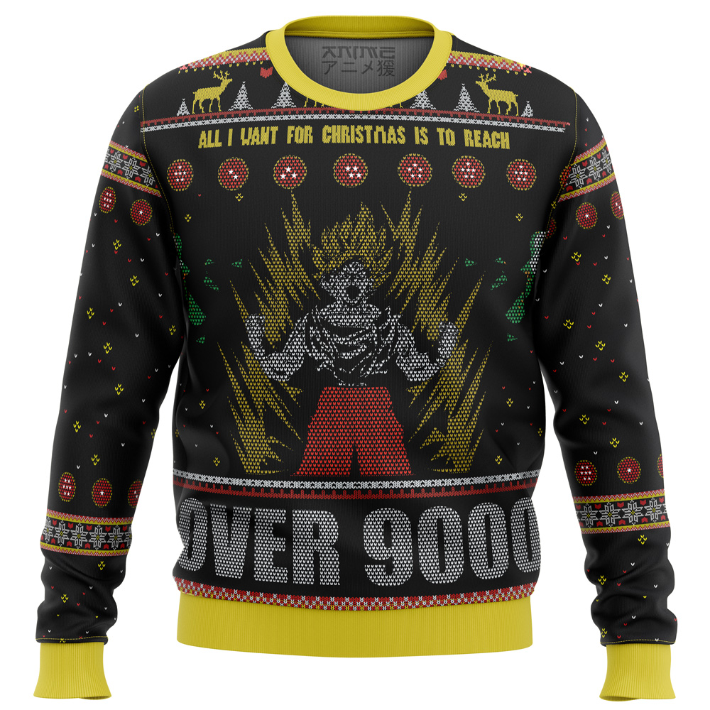 Dragonball Z Goku Over 9000 Ugly Christmas Sweater- Best Christmas Gifts 2023