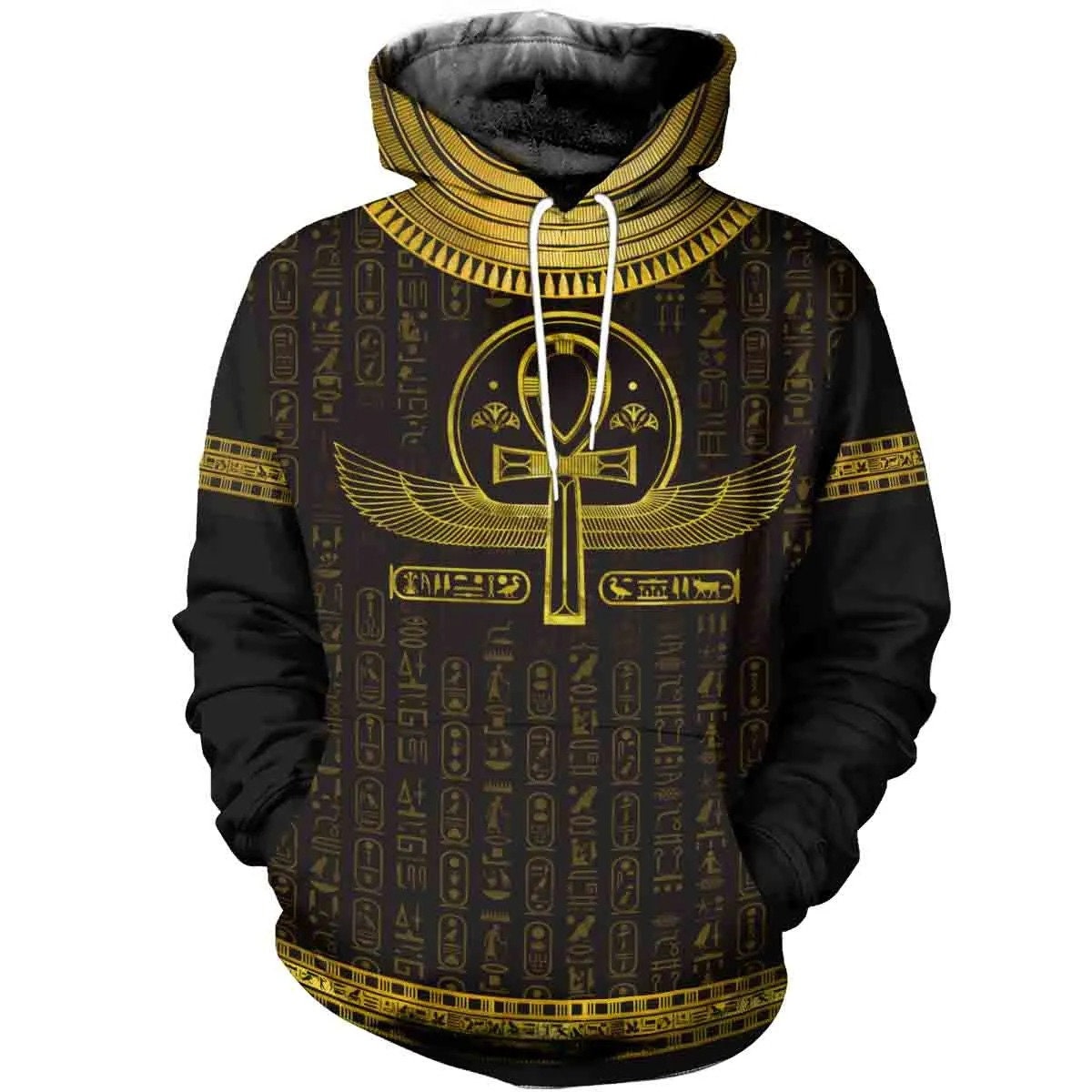 Egyptian Cross Ankh Gold AOP Unisex Hoodie