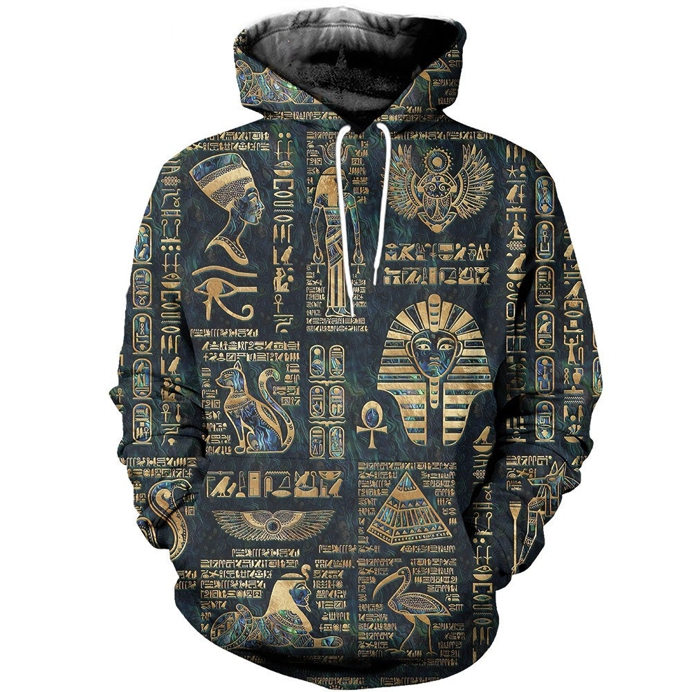 Egyptian Hieroglyphs And Deities AOP Unisex Hoodie