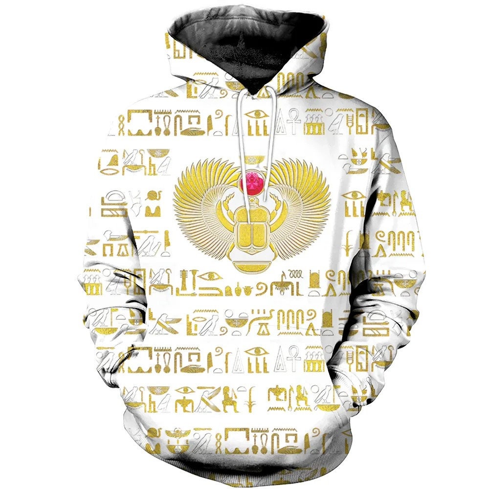 Egyptian Scarab Beetle Gold AOP Unisex Hoodie