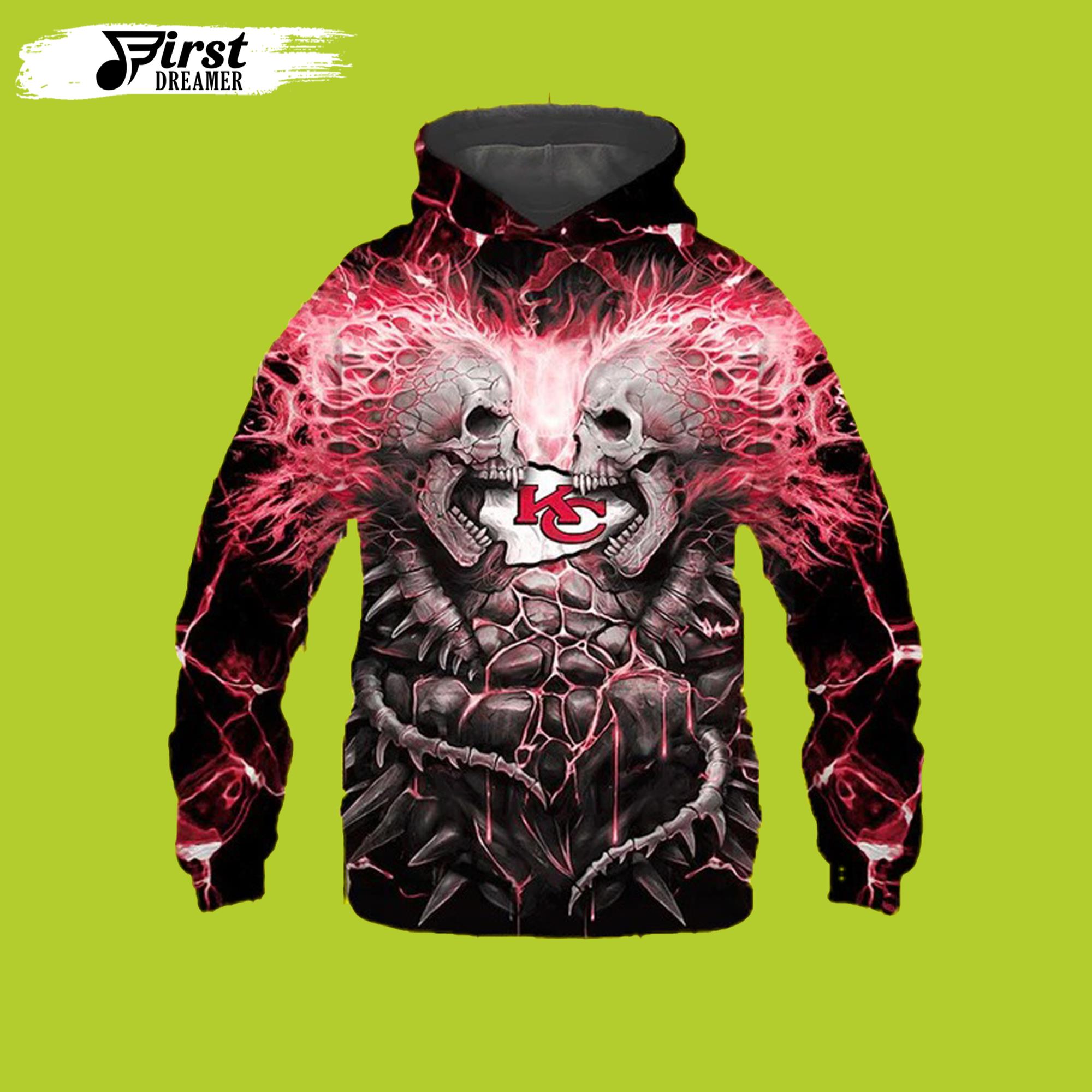 Electric Kansas City Chiefs Skull Kansas City Chiefs Hoodie 3D