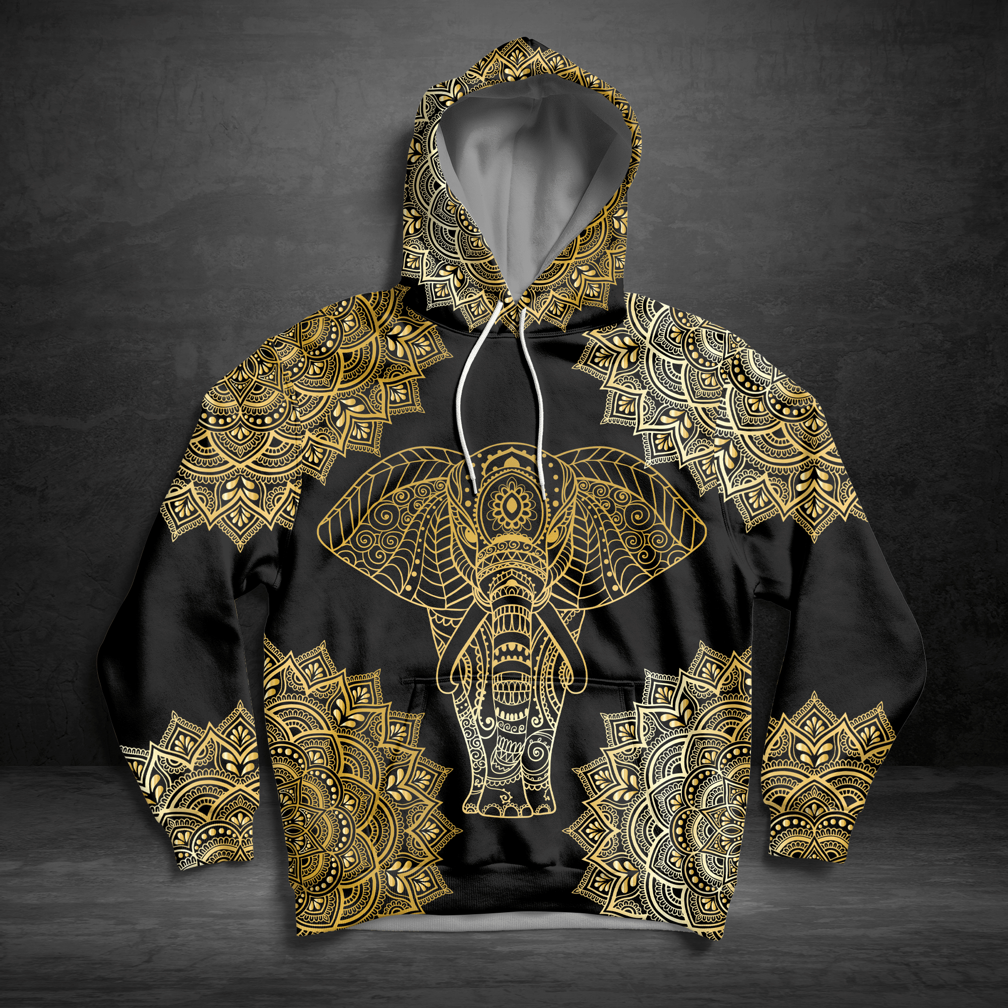 Elephant Gold Mandala Good Unisex 3D Hoodie