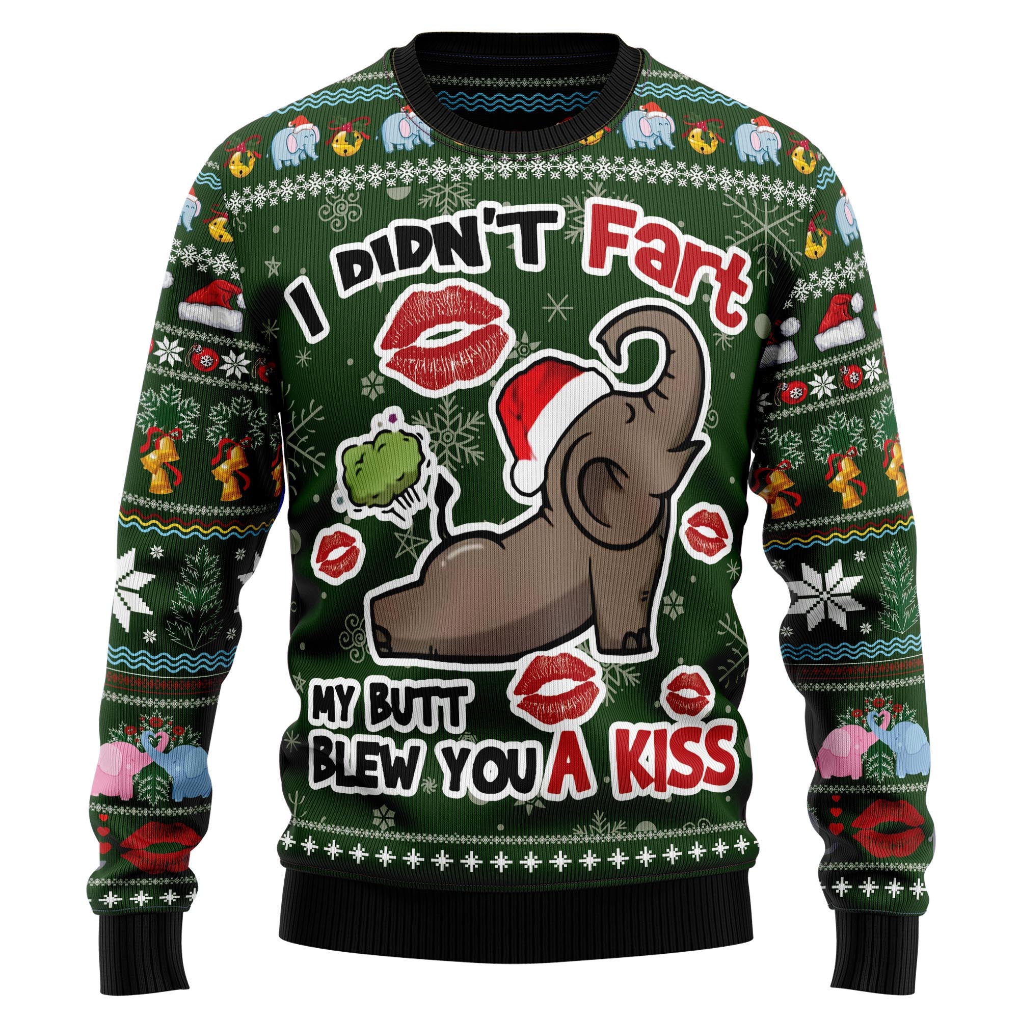 Elephant I Didn’t Fart My Butt Blew You A Kiss HT102714 Ugly Christmas Sweater- Best Christmas Gifts 2023