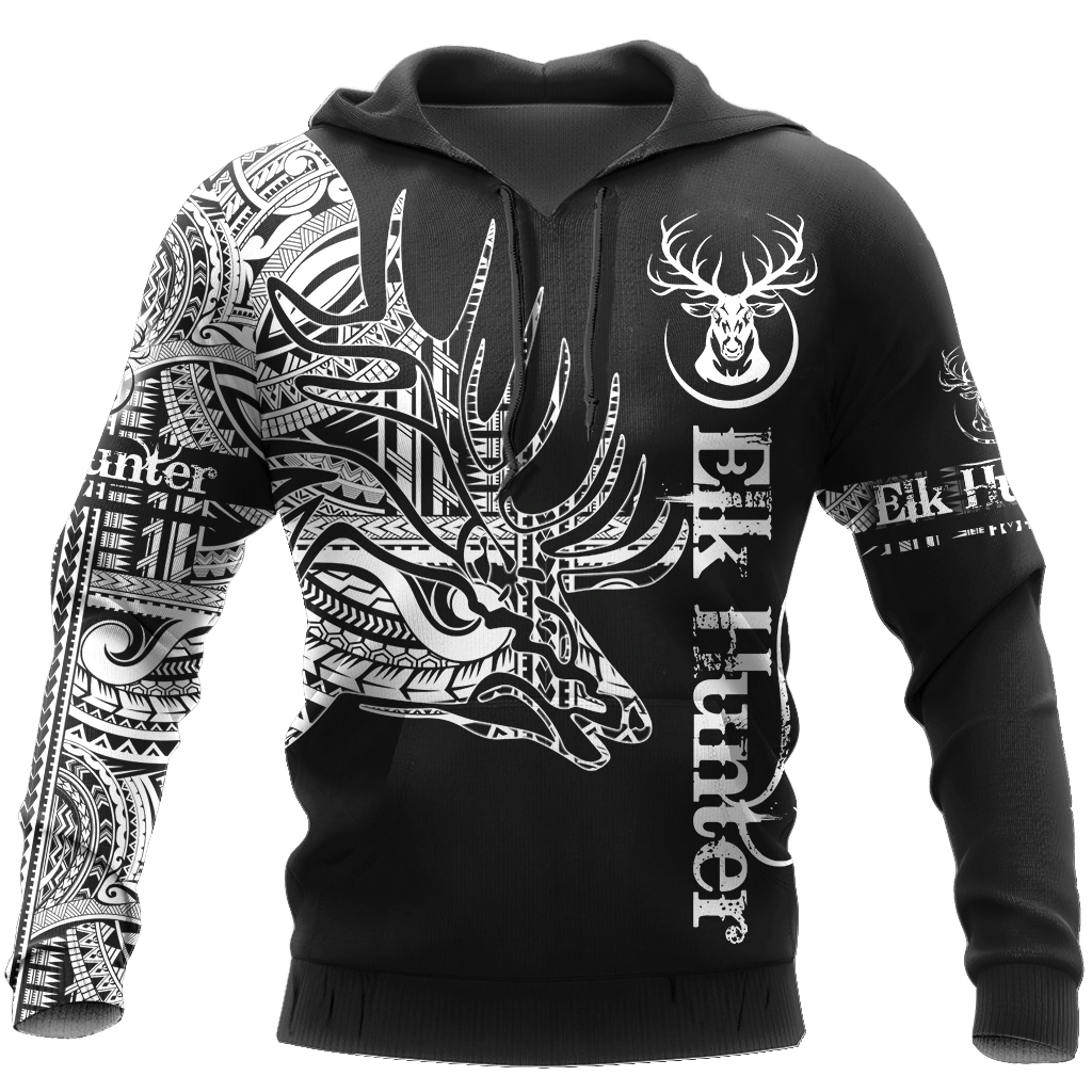 Elk Hunting Black And White High 3D Hoodie