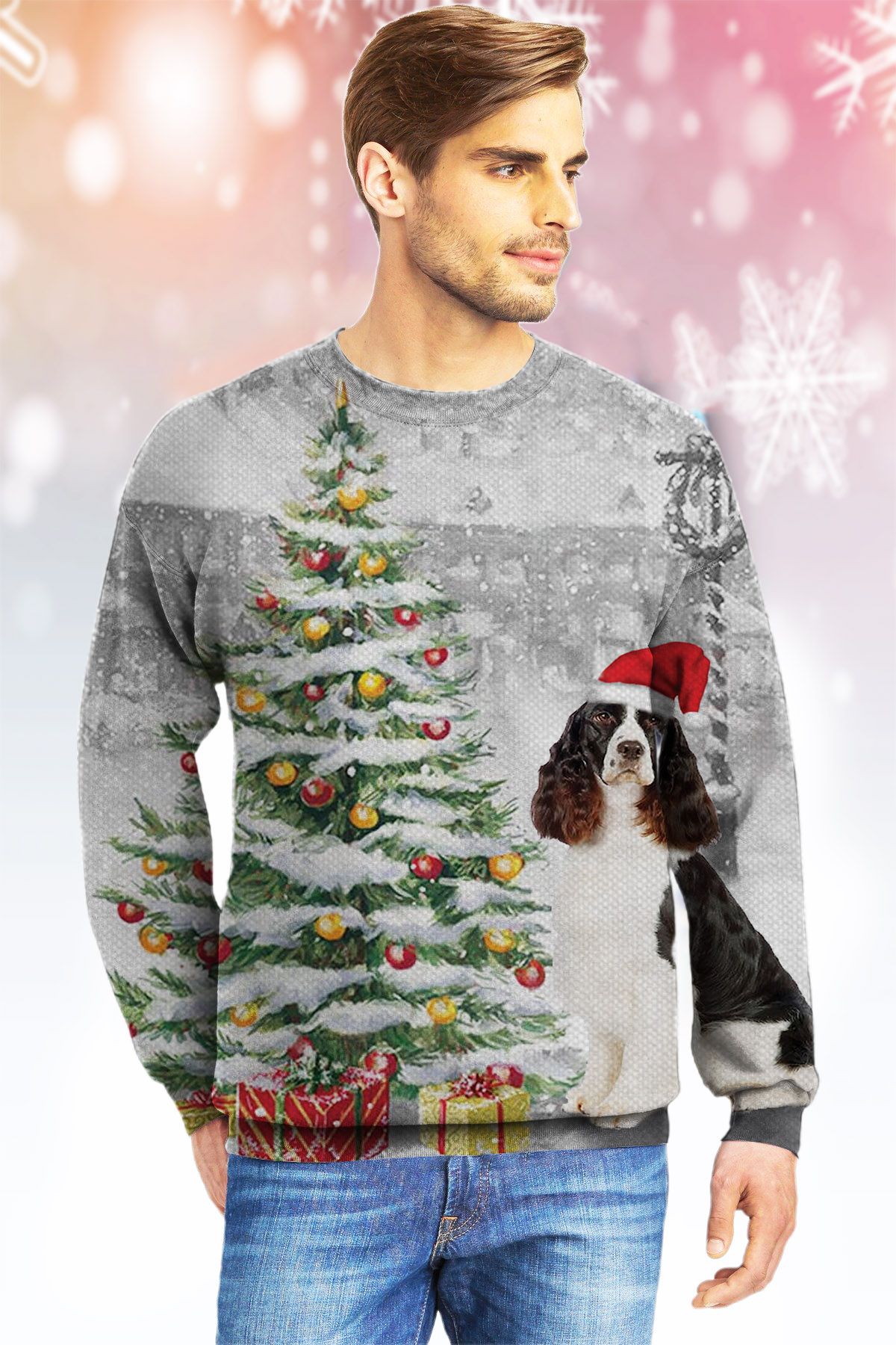 English Springer Snow  Ugly Christmas Sweater- Best Christmas Gifts 2023