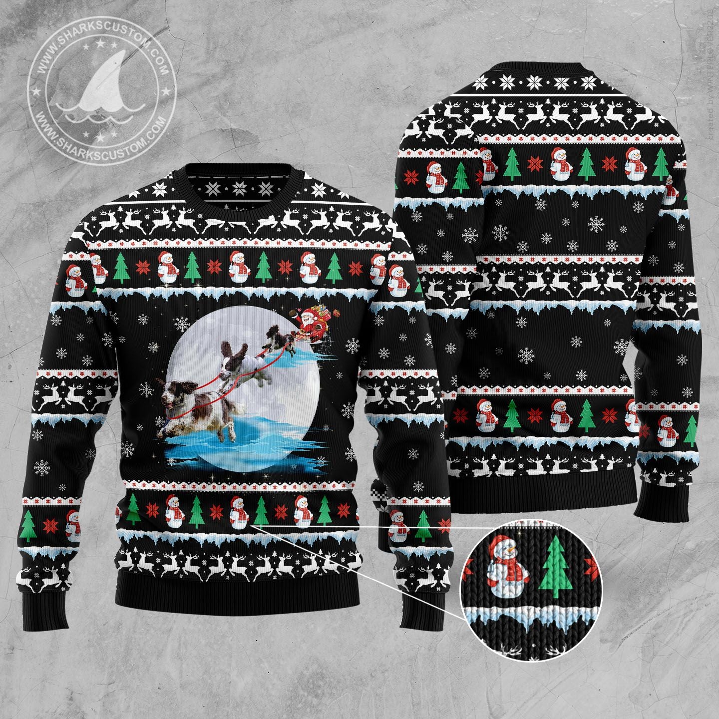 English Springer Spaniel Santa On Highway D0610 Ugly Christmas Sweater- Best Christmas Gifts 2023