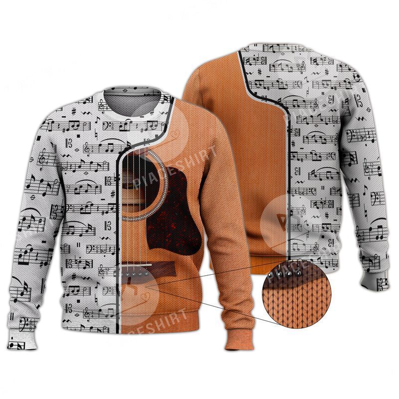 Fashion Guitar Music Note Musical Instrument Ugly Christmas Sweater- Best Christmas Gifts 2023