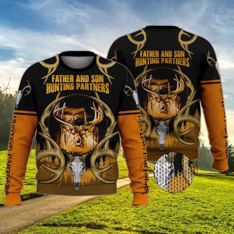 Father And Son Hunting Partners Dear Ugly Christmas Sweater- Best Christmas Gifts 2023