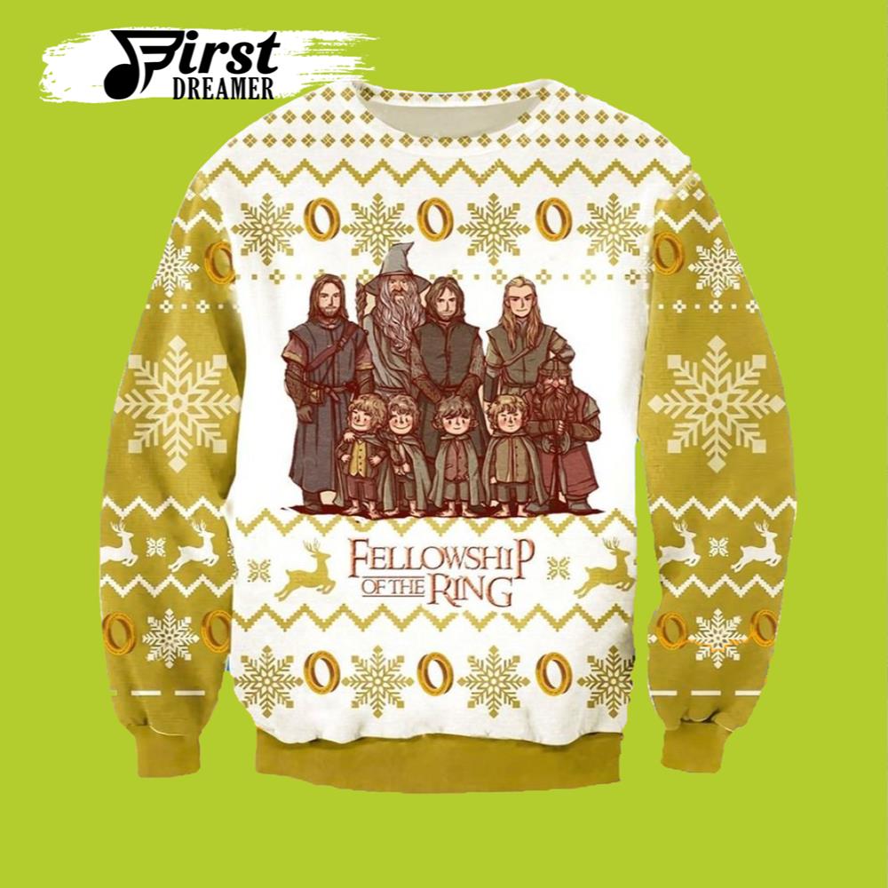 Fellowship Lord Of The Rings Ugly Christmas Sweater- Best Christmas Gifts 2023