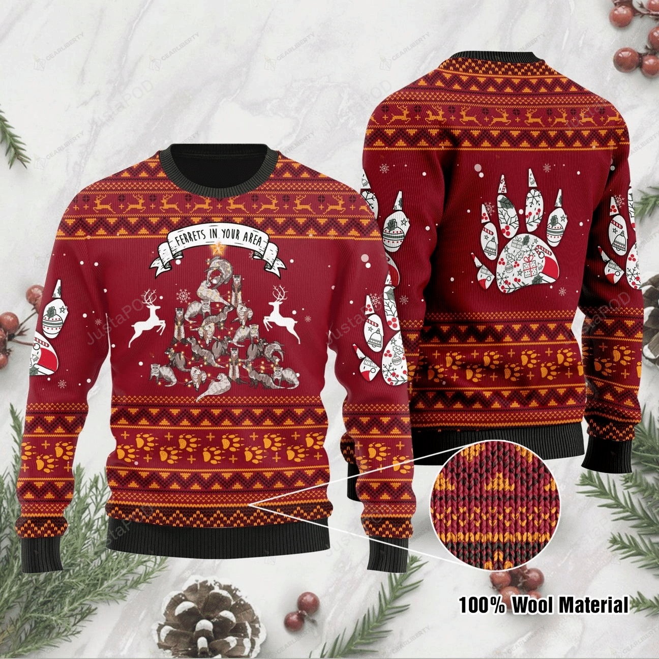 Ferrets In Your Area Ugly Christmas Sweater- Best Christmas Gifts 2023