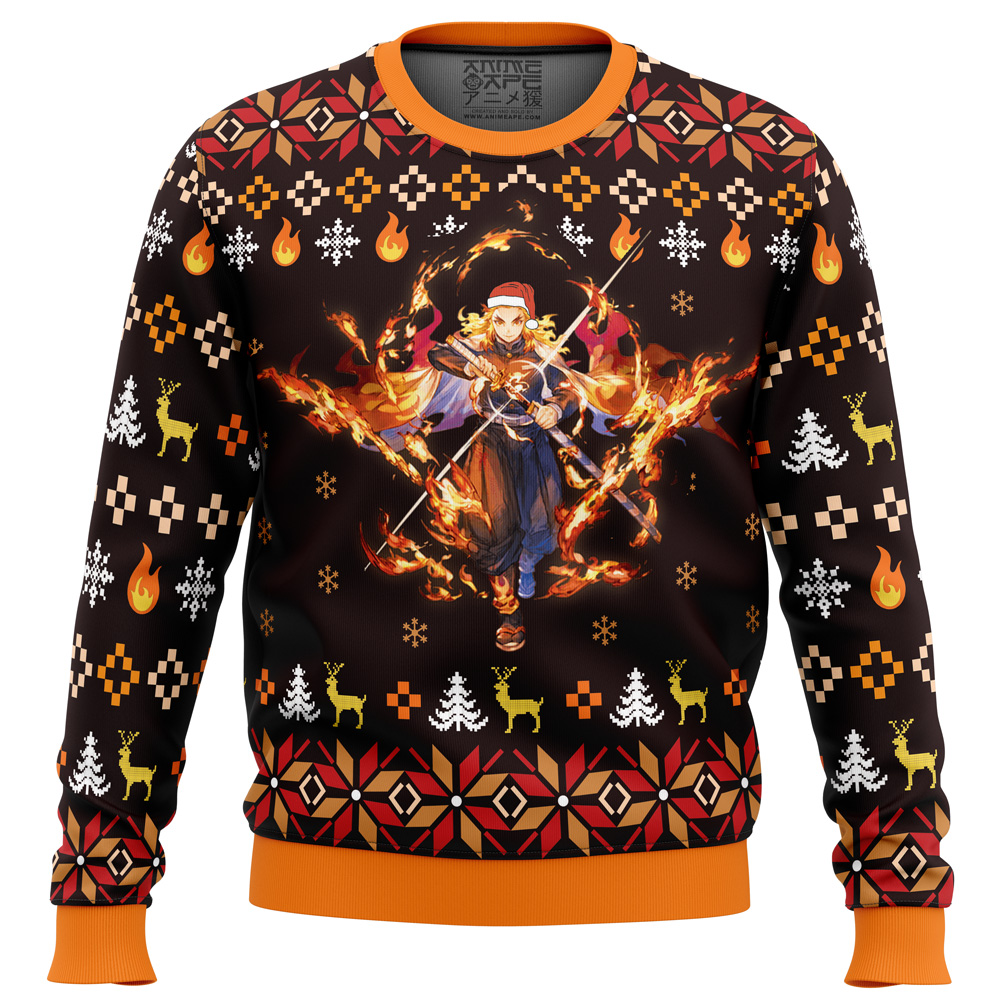 Fire Rengoku Demon Slayer Christmas Sweater- Best Christmas Gifts 2023