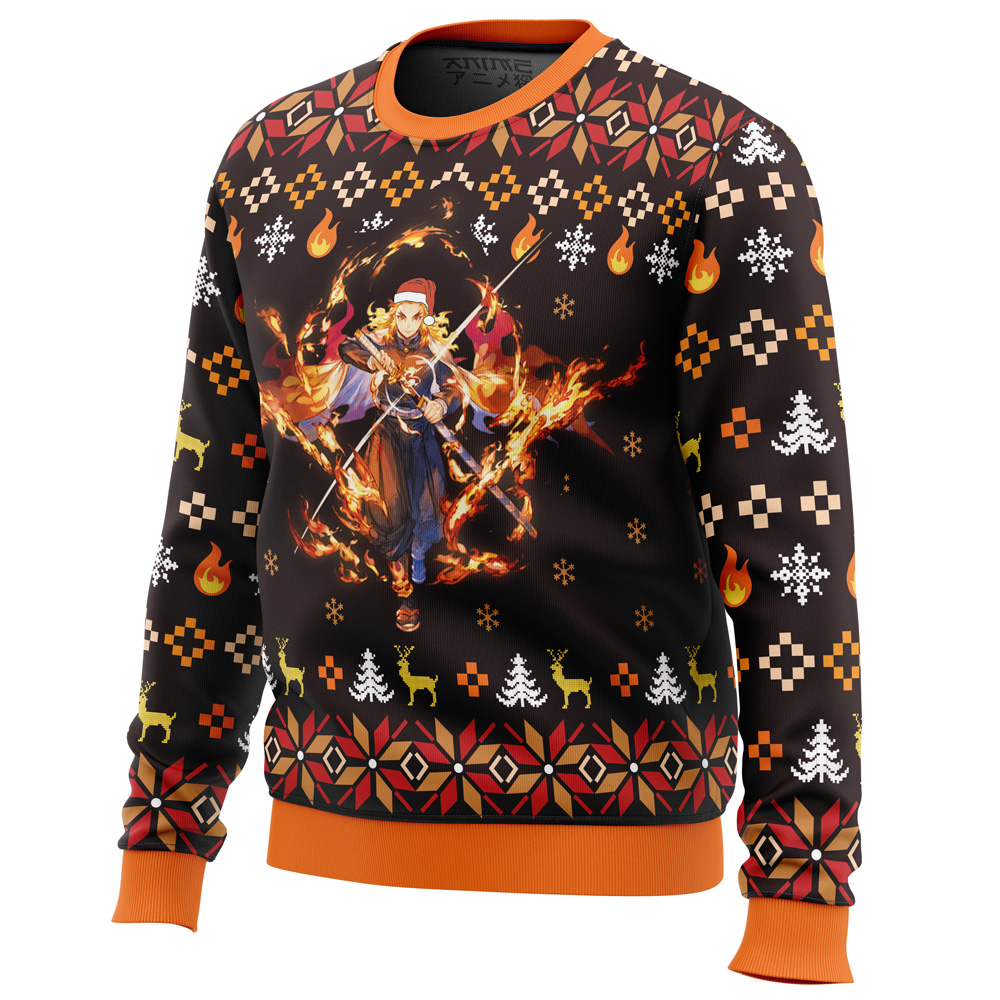 Fire Rengoku Demon Slayer Christmas Sweater- Best Christmas Gifts 2023