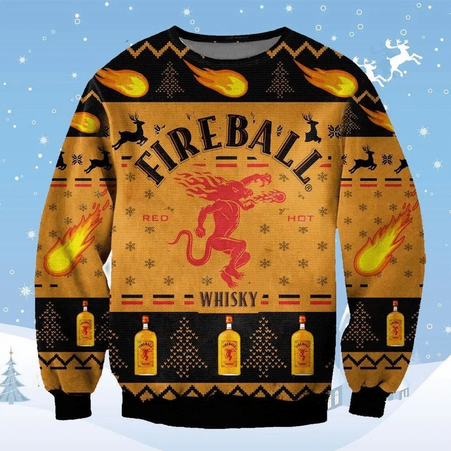 Fireball Whisky Ugly Sweater , Fireball Whisky Gift Fan Ugly Sweater- Best Christmas Gifts 2023