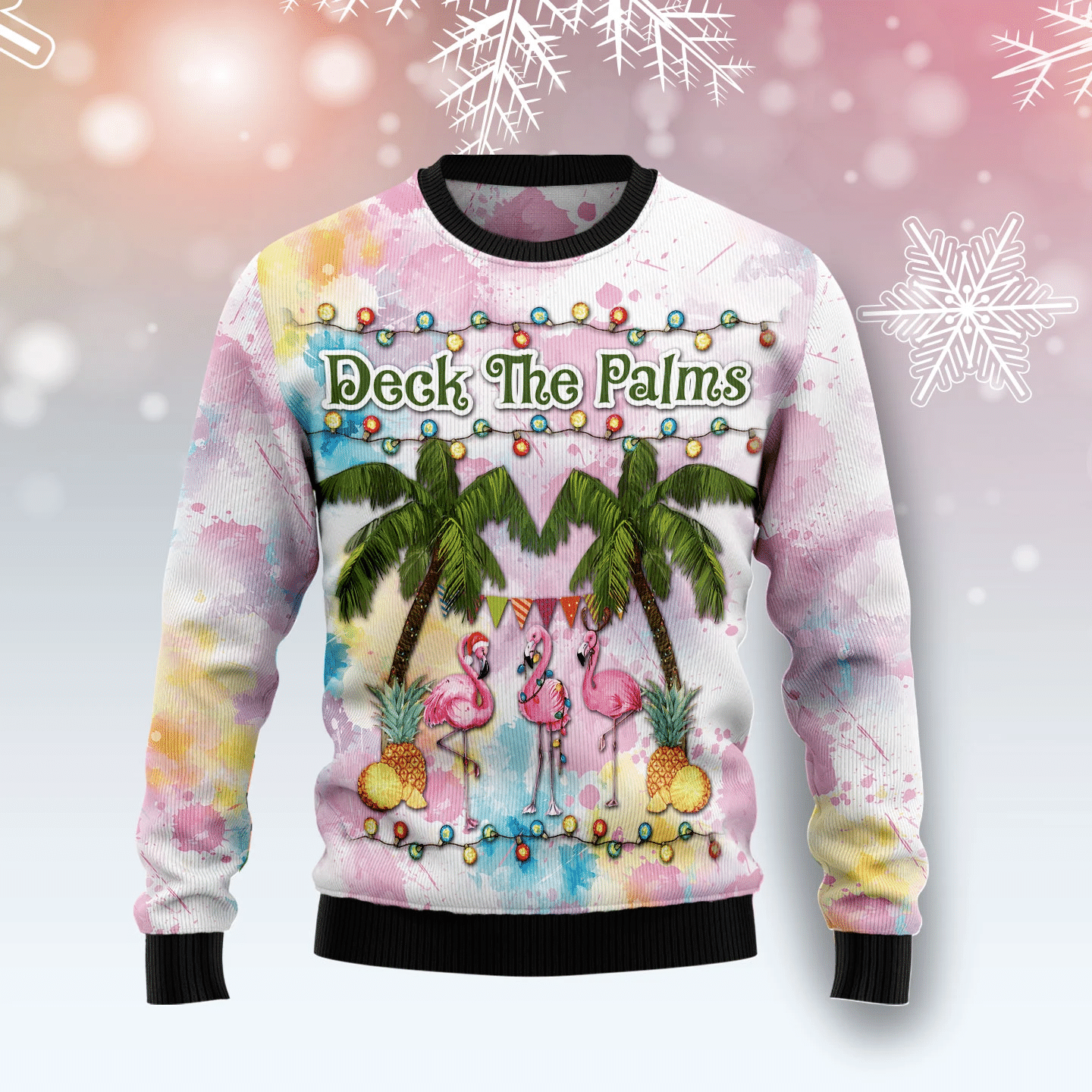 Flamingo Deck The Palms Christmas Ugly Christmas Sweater- Best Christmas Gifts 2023