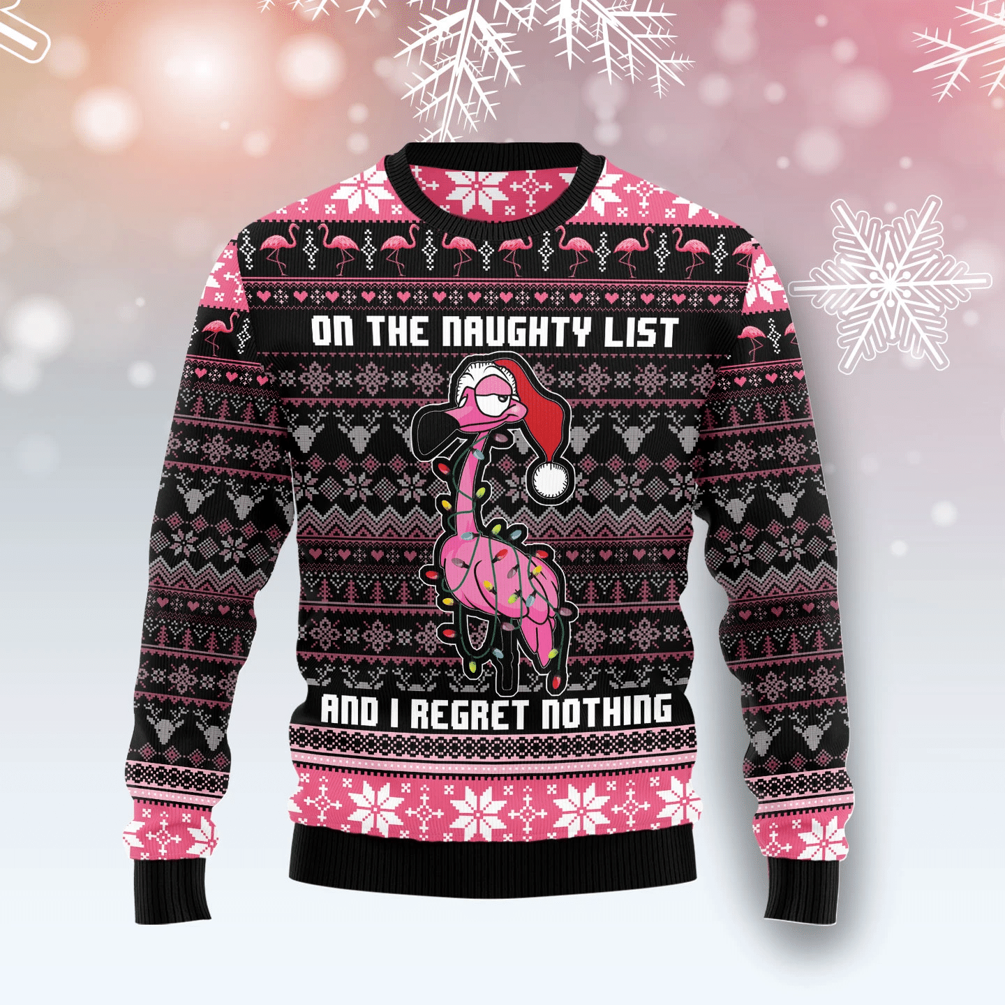 Flamingo Naughty List Christmas Ugly Christmas Sweater- Best Christmas Gifts 2023