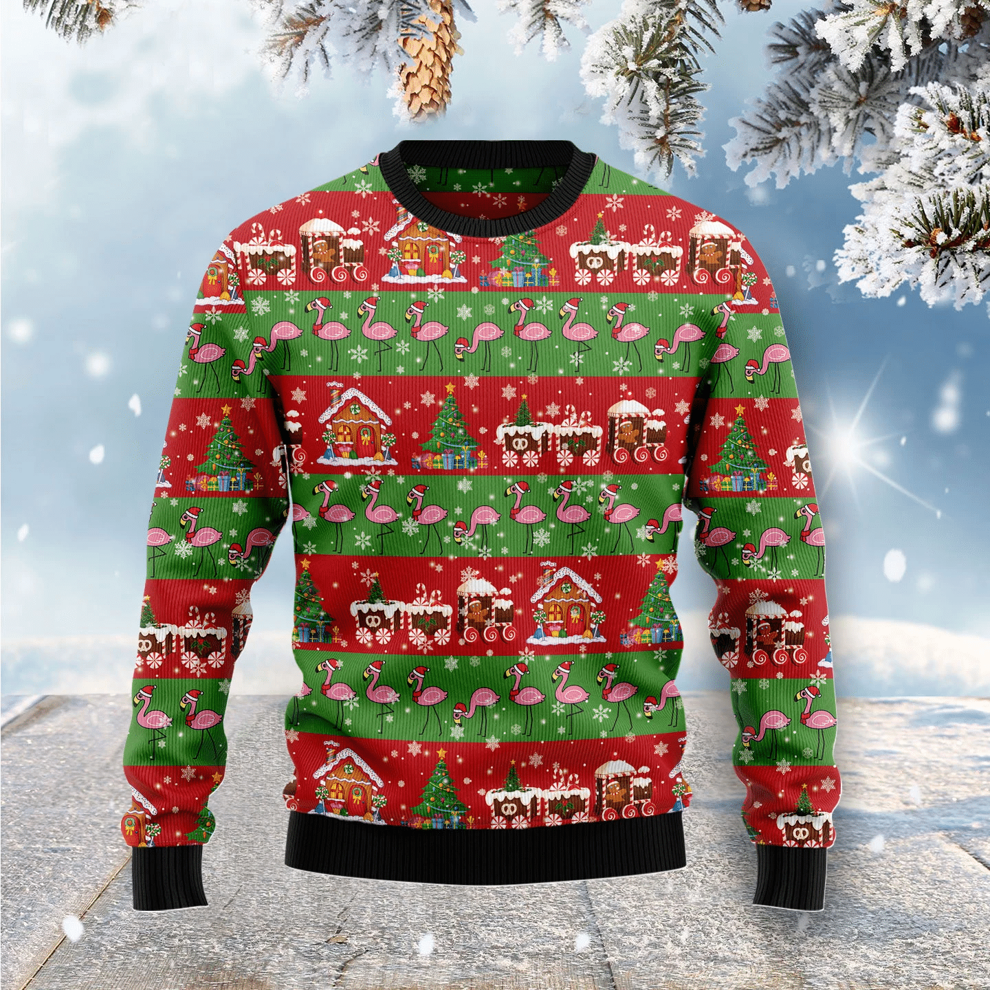 Flamingo Snow Christmas Ugly Christmas Sweater- Best Christmas Gifts 2023