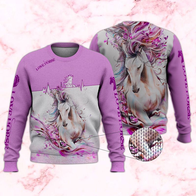 Flower Horse Purple Ugly Christmas Sweater- Best Christmas Gifts 2023