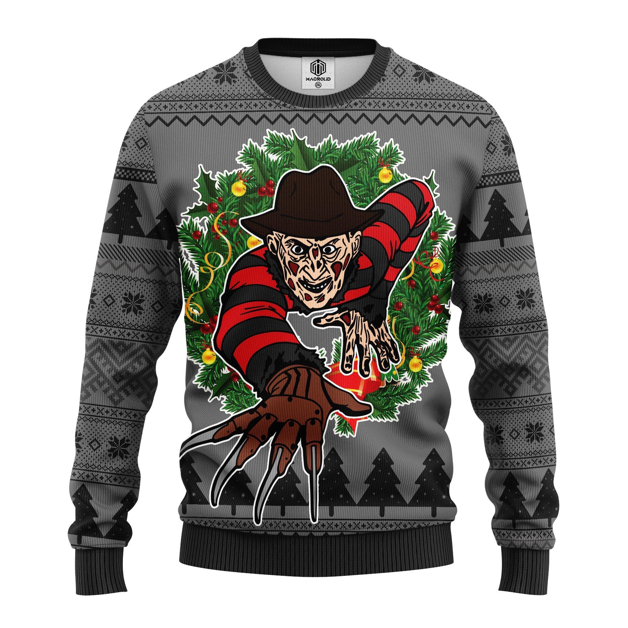 Freddy Krueger Halloween Ugly Christmas Sweater 290- Best Christmas Gifts 2023