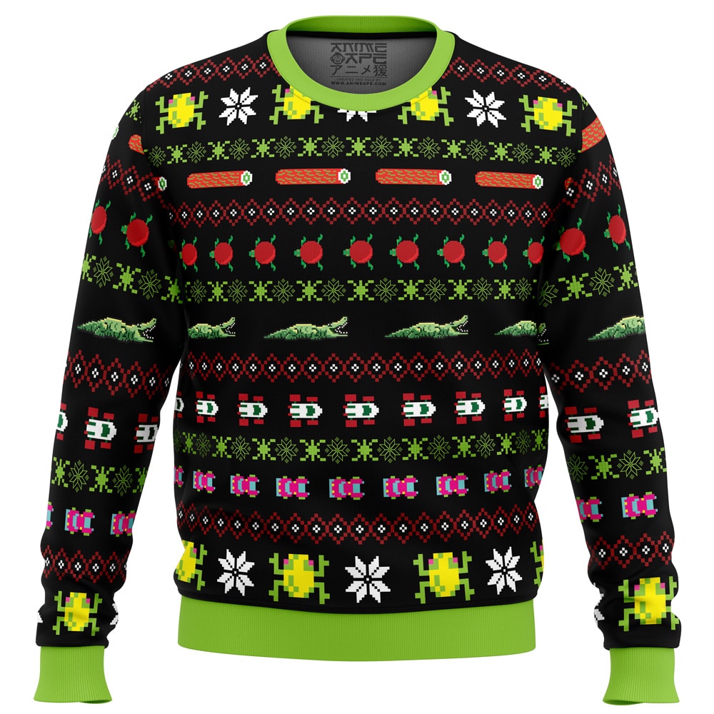 Frogs, Logs & Automobiles Frogger Ugly Christmas Sweater- Best Christmas Gifts 2023