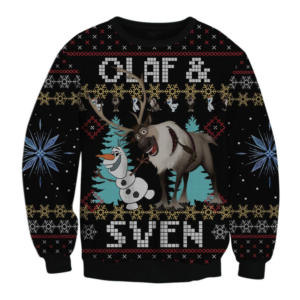 Frozen Olaf Sven 1 Ugly Sweater , Frozen Gift Fan Ugly Sweater- Best Christmas Gifts 2023