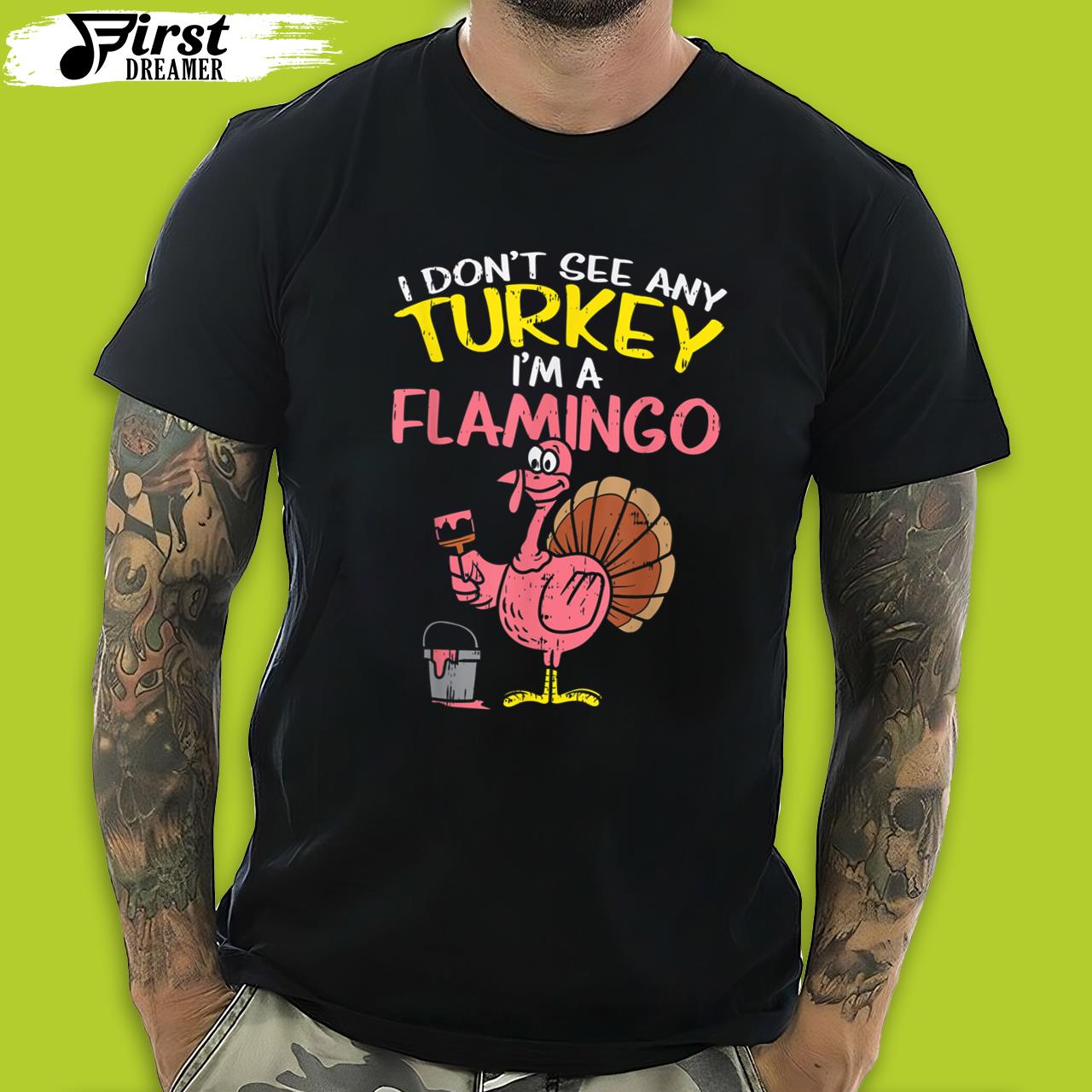 Funny Thanksgiving Shirts Pink Turkey Flamingo Funny Thanksgiving Animal Lover Gift