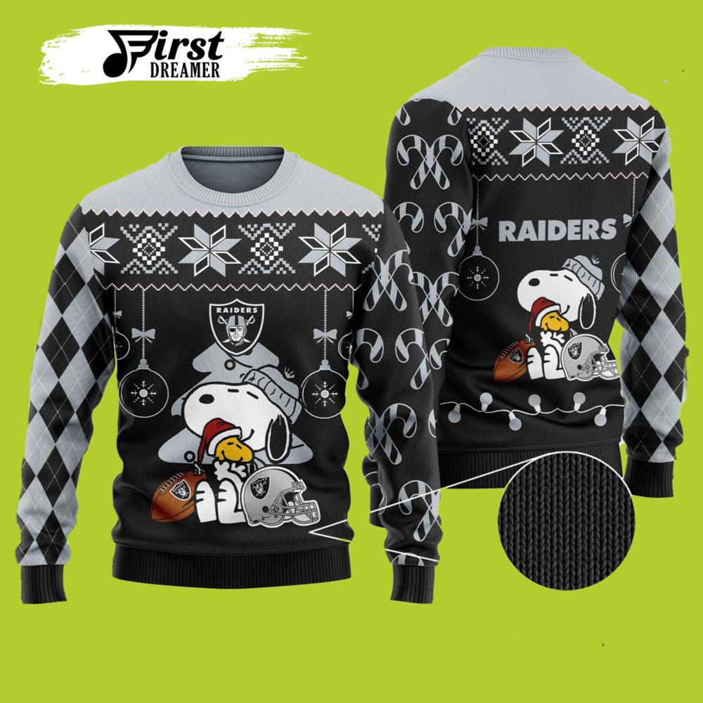 Funny Charlie Brown Peanuts Snoopy Raiders Ugly Christmas Sweater- Best Christmas Gifts 2023