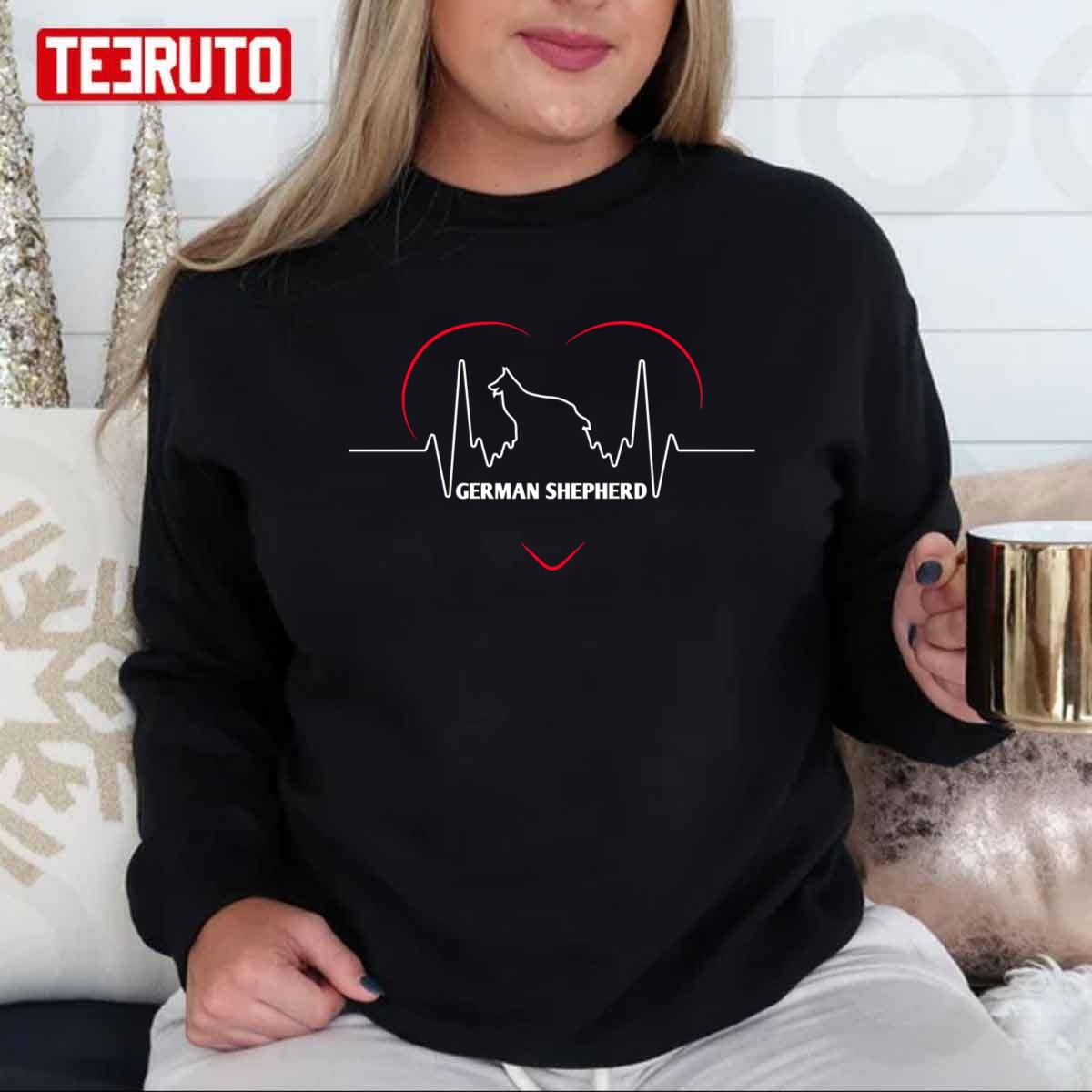 Funny German Shepherd Heartbeat Unisex T-Shirt