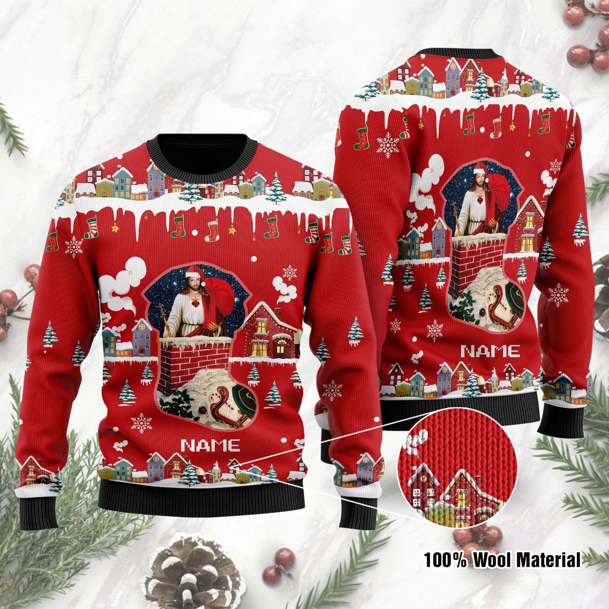 Funny Jesus Santa Claus Custom  Ugly Christmas Sweater – Best Christmas Gifts 2023