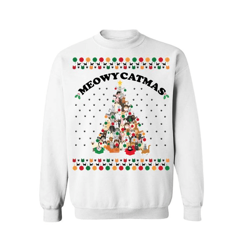 Funny Meowy Catmas Ugly Christmas Sweater- Best Christmas Gifts 2023