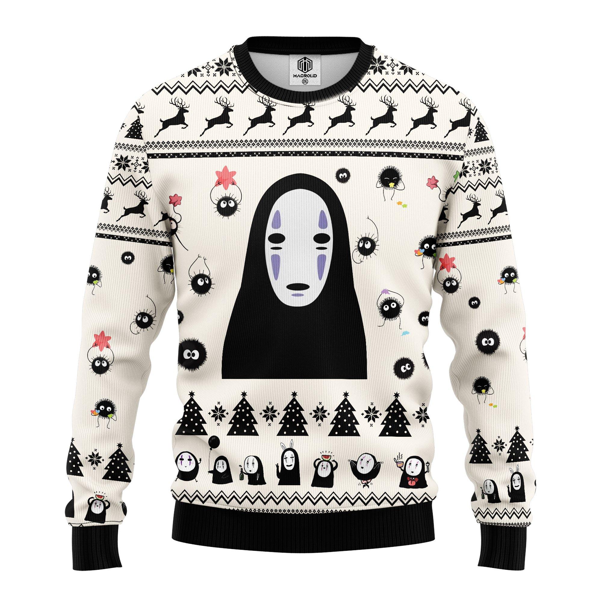 Funny No Face Studio Ghibli Ugly Christmas Sweater- Best Christmas Gifts 2023