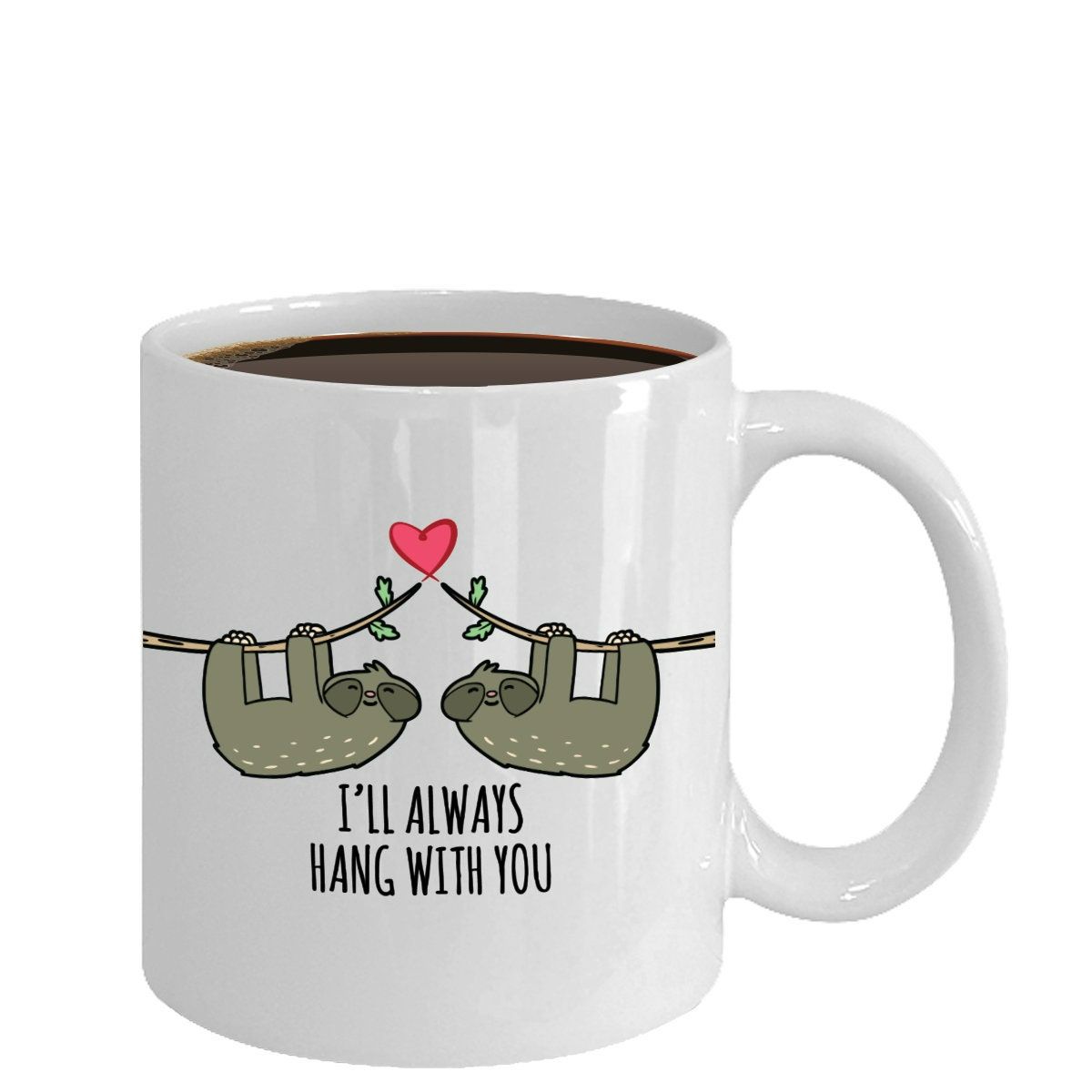 Funny Sloth Coffee Mug Valentines Gift Husband Wife Sweet Couple Meme