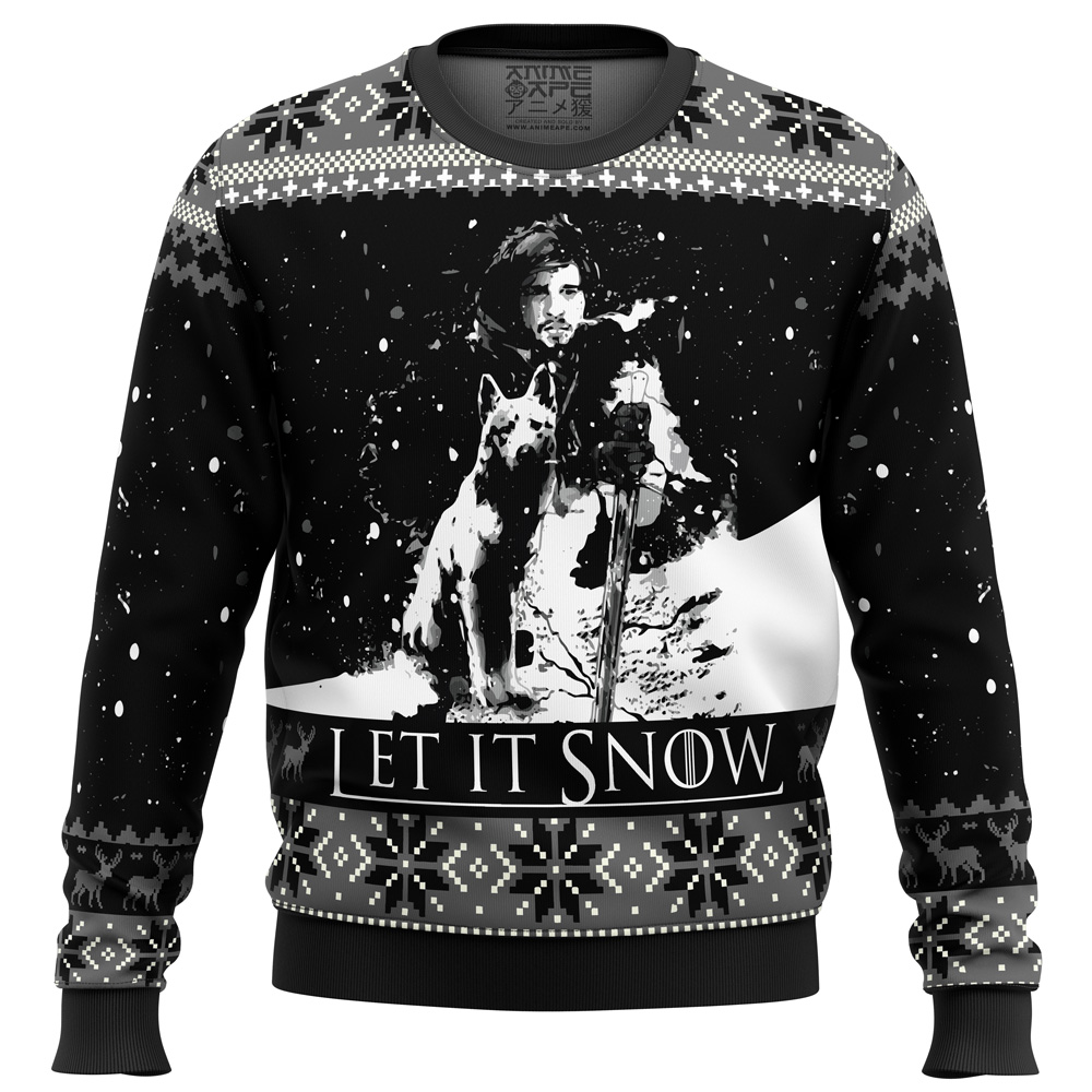 Game of Thrones Let It Snow Black and White Ugly Christmas Sweater- Best Christmas Gifts 2023