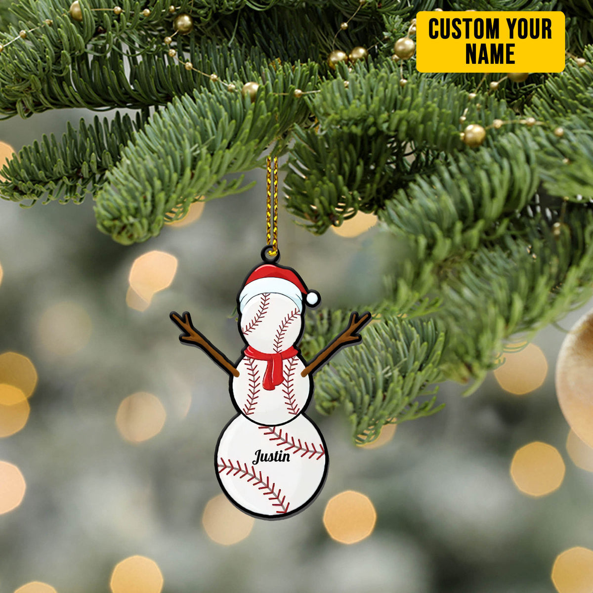 Christmas Baseball Balls Santa Snowman Custom Name Ornament- Best Christmas Gifts 2023