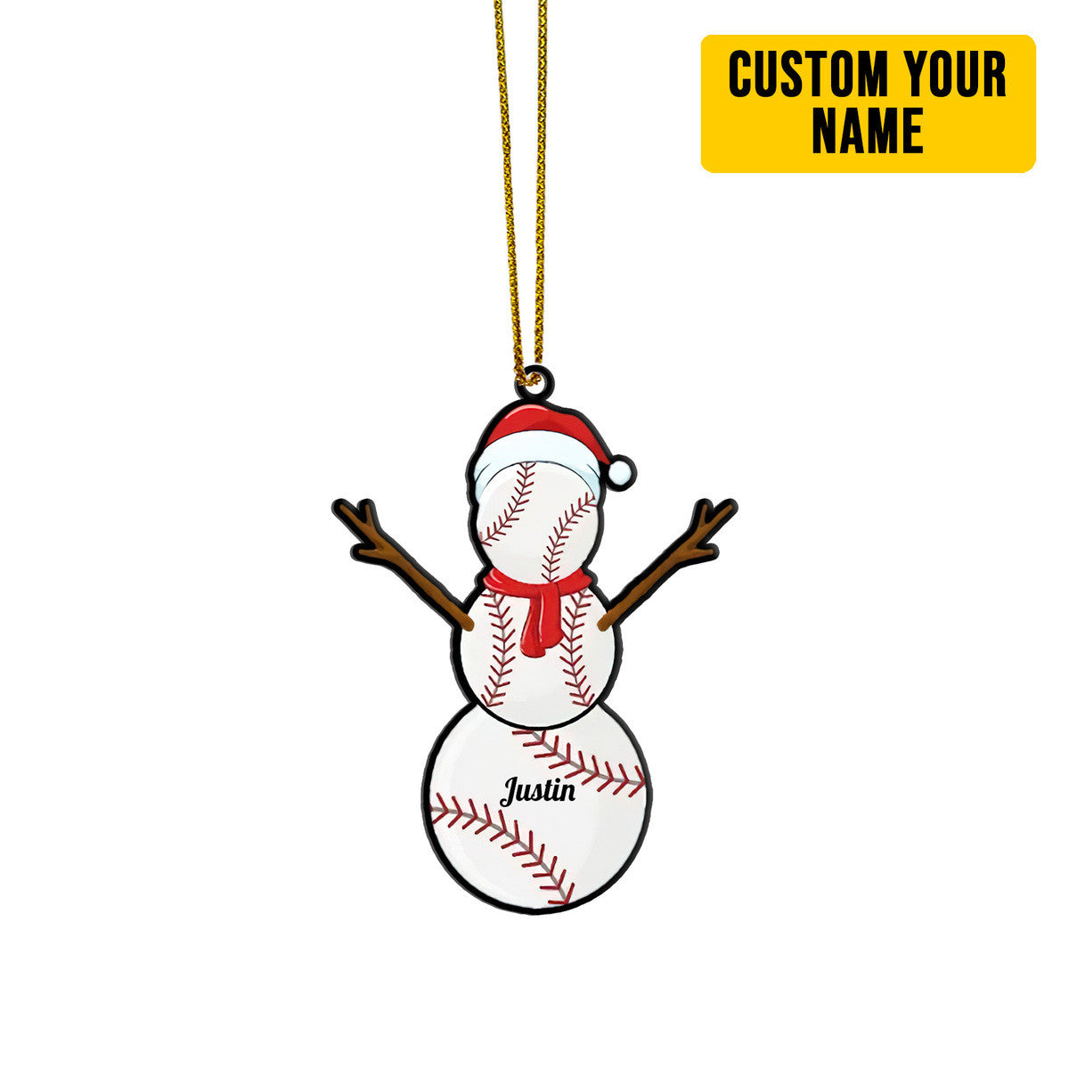 Christmas Baseball Balls Santa Snowman Custom Name Ornament- Best Christmas Gifts 2023