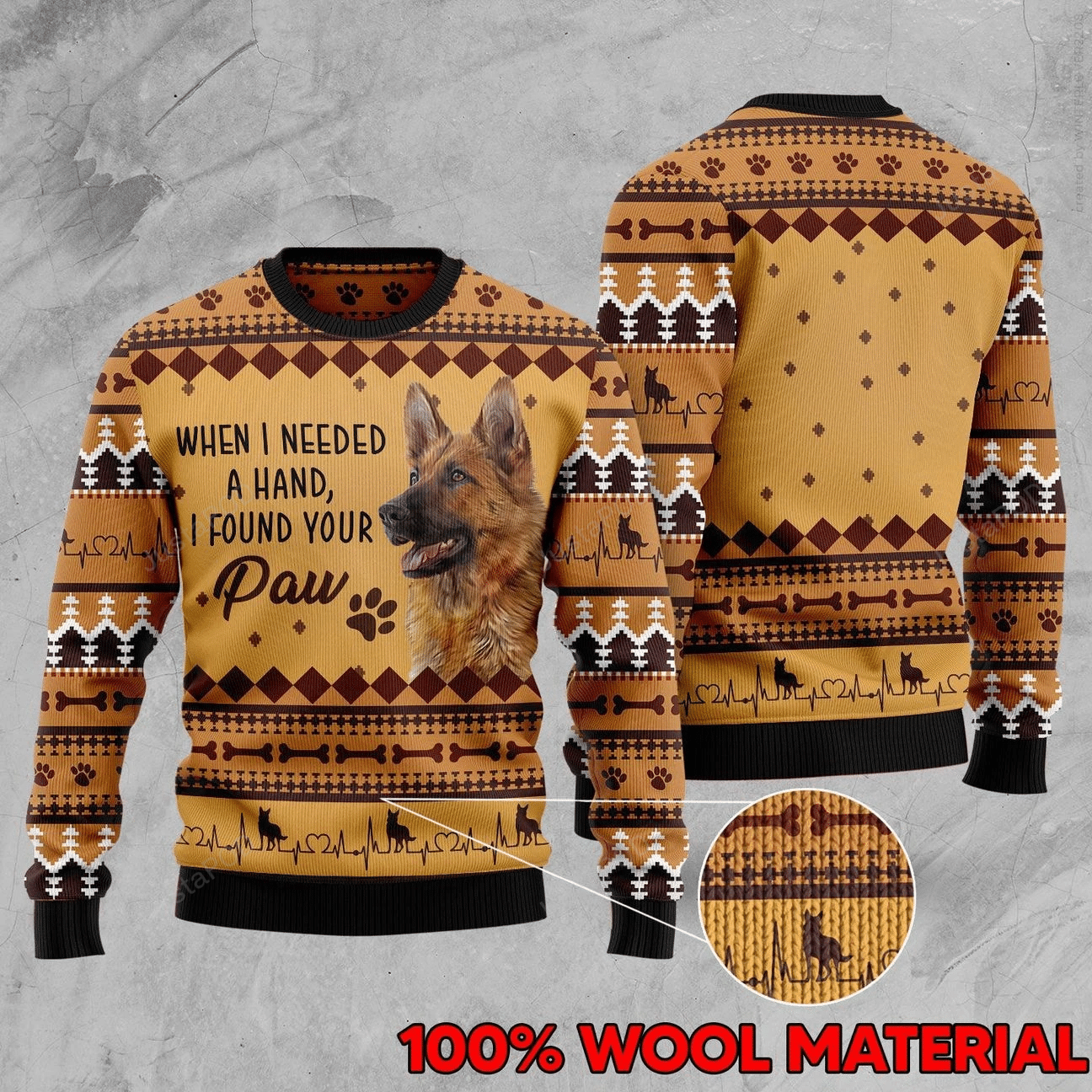 German Shepherd Dog When I Needed A Hand I Found Your Paw Ugly Christmas Sweater – Best Christmas Gifts 2023